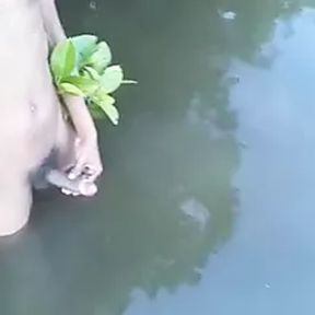 Hot sexy boy masturbating openly in water and cumming