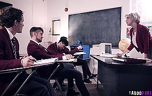 Horny students giving their hot teacher an ultimatum
