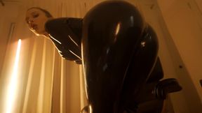 lubed up latex tease with squeaks (heavy rubber raw clips)