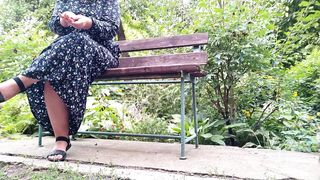 Handjob outdoors in the park