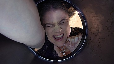 Stepmom stuck in the garbage can needs sex to get free