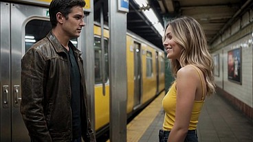 Latina Mona can't wait and fucks on the train with an attractive young man - AI-generated content