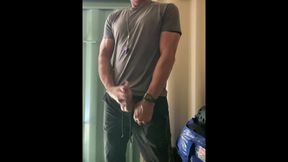 Jockdad87 Shoots a Load of Cum All Over the Equipment Closet
