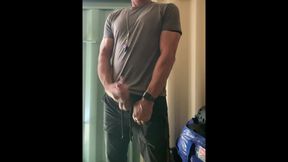 Jockdad87 Shoots a Load of Cum All Over the Equipment Closet