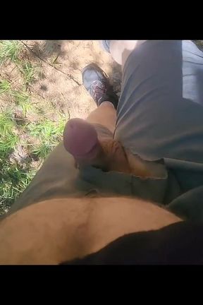 Nude in Outdoor Walking and Stroking.