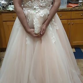 Showing off and cumming in popular prom queen&#039;s ball gown