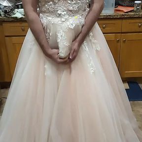 Showing off and cumming in popular prom queen&#039;s ball gown