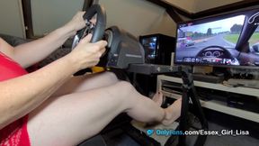 Sexy MILF Lisa Essex fake pedal pumping and real masturbation