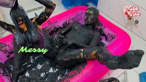 Very Messy Pool! Hot Masturbation Covered! with Dildo!