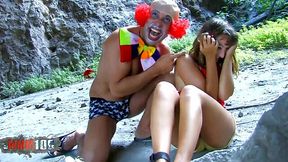 Crazy clown gives young Charlotte anal and cumshot