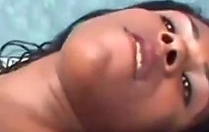 Ebony ts drilled by dude poolside