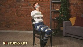 Bramble - Tight Chair Tape Bondage with Sponge-Stuffed and Taped Mouth (FULL HD MP4)