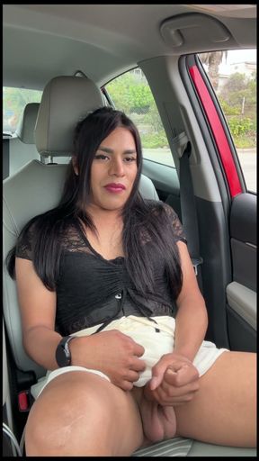 A date with a transgender girl from Tijuana in her beloved dad's car until she was given milk   Clip 1