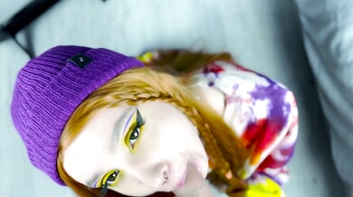 Fiery redhead in fishnets teases with her ass after a deep blowjob