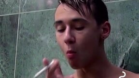 Smoking sensations with Jax being lustful stroking prick to cum