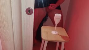 Cum Tasting - Mot &amp; Chandon and a Goblet of Cum Poured by a Nice Big Cock