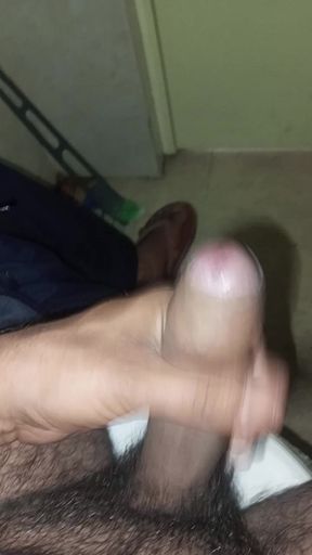 Aunty took out the water from the bathroom