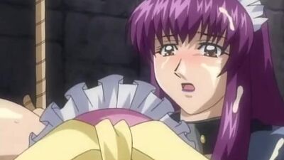 Big-titted anime maid gets tied up & used for rough toy play & BDSM