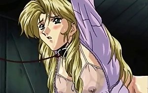 Chained hentai coeds peeing in the garden