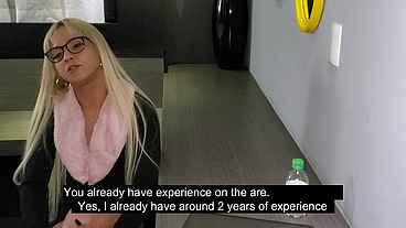 Fucking the blonde in the office during interview