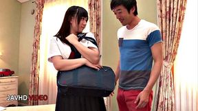 Kinky Asian student fucks passionately in class then swallows cum