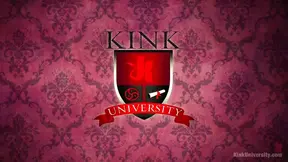 Slim girl tied up in ponytail harness with crossed feet