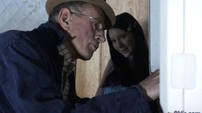Lustful young minx Kattie Gold wants old repairman's cock