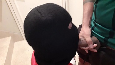 Masked Closeted Guy Sucks Bahian’s Big Cock on Fire Escape