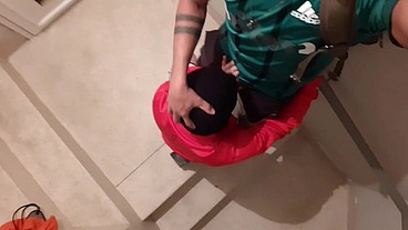 Masked Closeted Guy Sucks Bahian’s Big Cock on Fire Escape