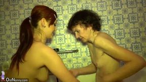 Mature granny and nice mature woman fucking mature guy
