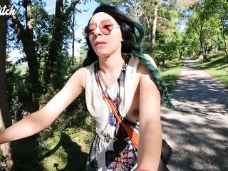 Riding a weenie nude on my bike in public