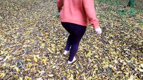 Naked breasts punished in the forest