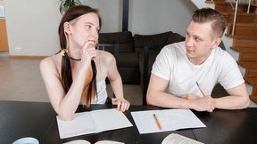 Gorgeous long-legged teen Julia A opens her shaved pussy