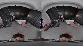 Petite and hot Simona Purr turns bathroom queue argument into horny