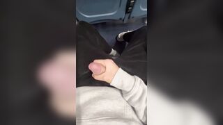 Risky masturbate off on a public teach, yam-sized pop-shot