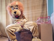 Squirting in my Lion Mascot Suit