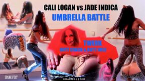 CALI LOGAN vs JADE INDICA : KRAKASAURUS butt crack asshole UMBRELLA BATTLE