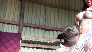 Fake breasts eastern beauty fucking into the barn