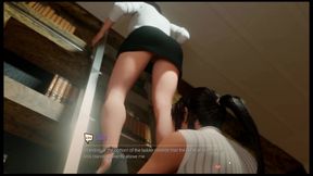 Croft Adventures Hentai Game Parody Ep.4 Lara Find Out the Hot Librarian Is Not Wearing Panties Under Her Mini Skirt Today!