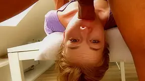 Petite Blonde Russian Darling Rough Face Fuck Close Up Cumshot