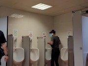 jerking off in a public toilet at Barcelona airport. almost caught by the cops. very hot risky