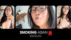 Coughing Fit Asian Smoker: Breathing Exercises + Breast Massage Smoke