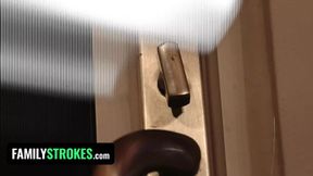 Slutty Halloween sisters share cock in first threesome