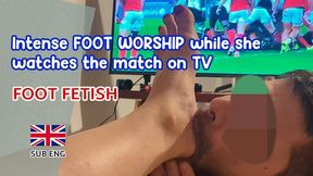 INTENSE FOOT WORSHIP WHILE SHE WATCHES TV | EN SUB | HD 1080p
