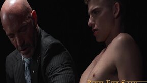 Twink Jack Waters shoots load while getting fucked with a curved dildo with hunk
