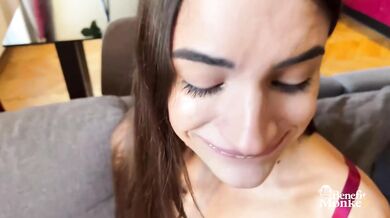 French Candie Luciani takes my deep throat raw hardcore fucking her tight pink pussy