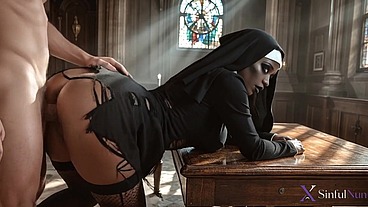 I tore the clothes off this slutty nun and fucked her [AI]