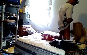 White cutie fucks her black hood bf