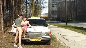 Busty brunette teen gets anally fucked by taxi driver