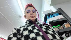 plump chick burps at the supermarket – embarrassing public display